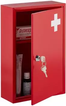 Relaxdays Medizinschrank 32x21,5x9,5cm rot/wei&szlig;