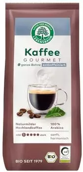 Lebensbaum Bio Gourmet Kaffee entkoffeiniert 250g ganze Bohne