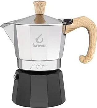 Forever Espressokocher Miss Moka Prestige Woody 3 Tassen