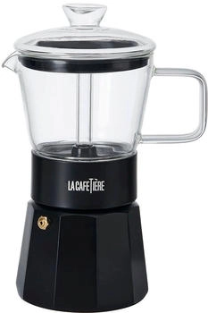 La Cafetiere Verona Espressokocher aus Glas schwarz 6 Tassen in Geschenkverpackung