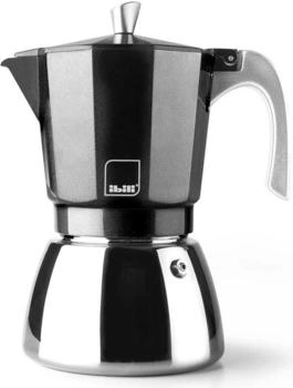 ibili Elba Black Espressomaschine 6 Tassen 300 ml Aluminiumguss Edelstahlboden induktionsgeeignet