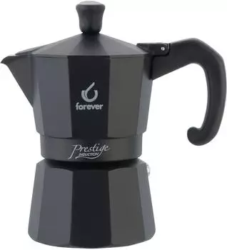 Forever Kaffeezubereiter Moka Prestige Induktion 2 Tassen Espressokocher Schwarz