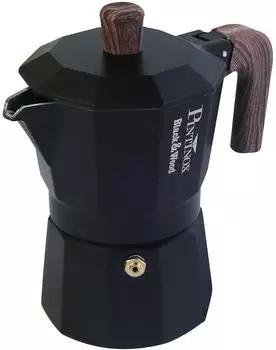 Pintinox Black&Wood Moka Espressokocher für 3 Tassen (158 ml Schwarz)