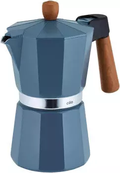Cilio Espressokocher LEGNO 6 Tassen blau
