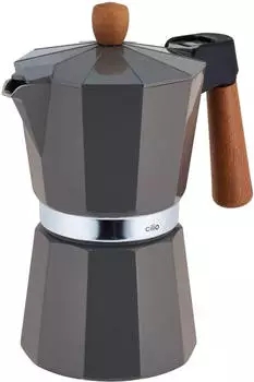 Cilio Espressokocher LEGNO 6 Tassen grau
