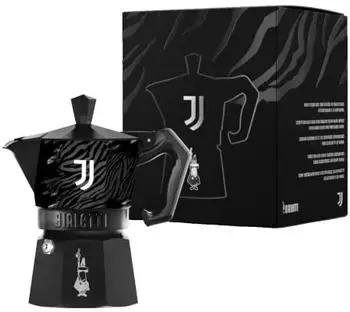 Bialetti Moka Express 3 Tassen Juventus Espressokocher Schwarz Grau
