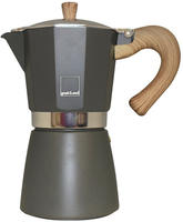 gnali & zani Espressokocher "Venezia" Aluminium mit Softtouch-Griff in Holzoptik,