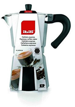 ibili 610914 Espressokanne, Aluminium, Bahia, silberfarben, 17 x 14 x 29 cm