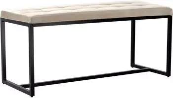 CLP Sitzbank Barci gepolstert, Kunstleder creme, Metallgestell schwarz (325073)
