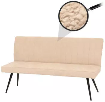 MCW Sitzbank K16 mit R&uuml;ckenlehne Chenille-Stoff 160cm, Creme-Beige (MCW-K16)
