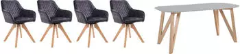 SalesFever Essgruppe, (Set, 5-tlg), 180° Drehplatte unter der Sitzfläche( Weiß/Schwarz/Natur)