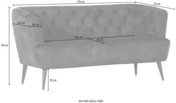 Livetastic 2-Sitzer K&uuml;chensofa Kelly Uni 170x83x70 cm antrazit-gr&uuml;n-petrol