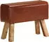 vidaXL Sitzbank Turnbock-Design 58cm Braun Echtleder Mango Massivholz