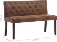 vidaXL Sitzbank 120 cm Braun Wildleder-Optik