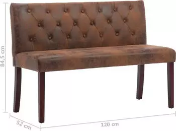 vidaXL Sitzbank 120 cm Braun Wildleder-Optik