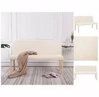 vidaXL Sitzbank 139,5 cm Cremewei&szlig; Polyester