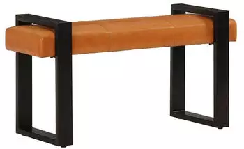vidaXL Sitzbank Schwarz und Braun 110 cm Echtes Ziegenleder