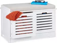 Sitzbank Mit Stauraum, 2 K&ouml;rbe, Gepolsterte K&uuml;chenbank, Landhausstil, Sitzkommode,