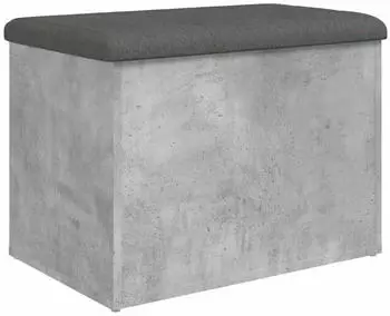 vidaXL Sitzbank mit Stauraum Betongrau 62x42x45 cm Holzwerkstoff (835043)