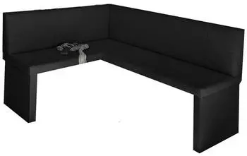 Fun Möbel Eckbank/Küchenbank 196x142 cm -ROBIN XL R -Kunstleder Schwarz