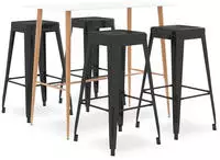 vidaXL 5-tlg. Bar-Set Wei&szlig; und Schwarz