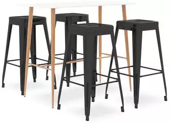 vidaXL 5 -tlg. Bar-Set wei&szlig;/schwarz (3057429)