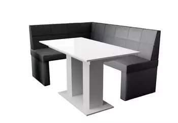 Fun Möbel Eckbankgruppe 196x142 cm BLAKE XL R Stoff Soro Anthrazit/ Esstisch DANTE Weiß HGL