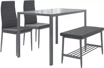 VICCO 4-teiliges Esstisch-Set Grand 120 x 70 cm Grau