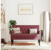 vidaXL Sitzbank mit R&uuml;ckenlehne Weinrot 120x62x75,5 cm Stoff
