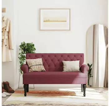 vidaXL Sitzbank mit R&uuml;ckenlehne Weinrot 120x62x75,5 cm Stoff (372127)