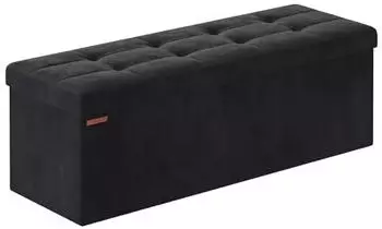 Songmics Aufbewahrungshocker Faltbar 38x110x38cm 300kg Tintenschwarz (LSF277B01)