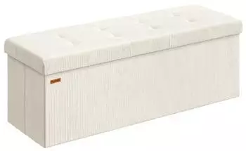 Songmics Sitzbank mit Stauraum klappbar 38x110x38cm 300kg cremewei&szlig; (LSF604W01)