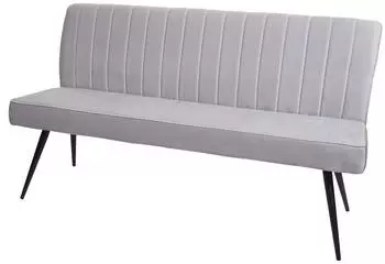 MCW MCW-K16 Sitzbank mit R&uuml;ckenlehne Samt Metall hellgrau 160cm (86569)