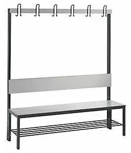 C+P Basic Plus Garderobenbank einseitig mit R&uuml;ckenlehne und Schuhrost 1500mm schwarzgrau/silbergrau (8061-110)