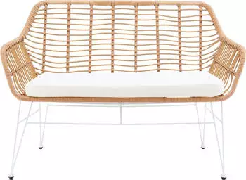 SalesFever Wels Sitzbank Rattanoptik natur/wei&szlig;, Indoor/Outdoor, 120cm (396698)