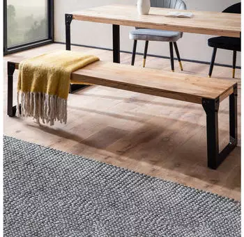 Finebuy Sitzbank Akazienholz Massiv Industrial 160cm (FB60611)