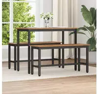 vidaXL Esstischbank 2 pcs Altholz 100 x 32,5 x 48,5 cm