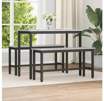 vidaXL Esstischbank 2er-Set Grau Sonoma 100x32,5x48,5cm (873757)