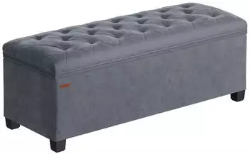 Songmics Sitzbank mit Stauraum und Beinen, 110x40x40cm, Schiefergrau
