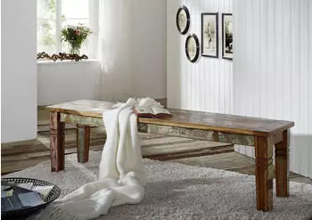 Massivmoebel24 Nature of Spirit #35 Bank Altholz 160x40x45cm mehrfarbig lackiert (09-126-700-5134)