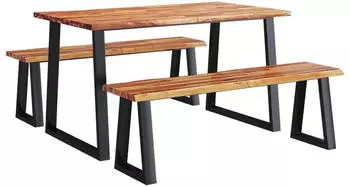 vidaXL 3-tlg. Essgruppe Baumkante Massivholz Akazie (3157525)