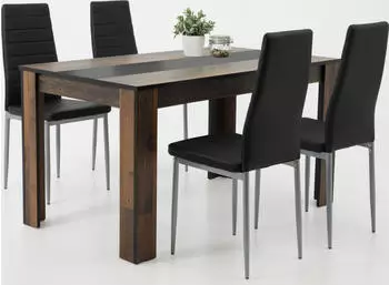 Hela Helene IV Tisch Oldwood schwarz/wei&szlig; 4x Stuhl schwarz (811893)