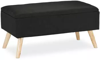 Relaxdays Sitzbank mit Stauraum Stoffbezug 39,5 x 79,5 x 39,5 cm schwarz