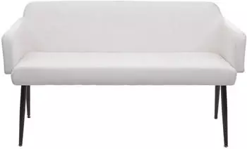 Mendler HWC-L13 Esszimmerbank R&uuml;ckenlehne Armlehne Stoff/Textil 133cm creme-wei&szlig;
