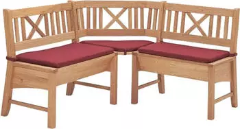 58 auf'm Kessel Eckbank Deborah 224x224x87 cm massiv Buche lackiert/Weinrot (12147-224224) rot