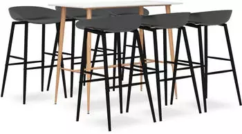 vidaXL 7 -tlg. Bar-Set wei&szlig;/grau (3057453)