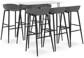 vidaXL 7 -tlg. Bar-Set wei&szlig;/grau (3057425)