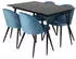 ebuy24 SilarBLExt Esstisch 120 / 160 cm schwarz + 4 Velvet Stühle Velour blau/schwarz (60-GR19588)