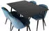 ebuy24 SilarBLExt Esstisch 120 / 160 cm schwarz + 4 Velvet Stühle Velour blau/schwarz (60-GR19588)