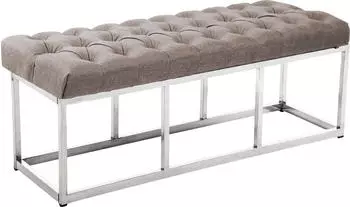 CLP Sitzbank Amun 120 cm Edelstahl Gestell - Stoff taupe - 1519897124